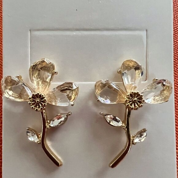 🌺 Betsey Johnson stunning crystal flower earrings 🌺 - Picture 2 of 7